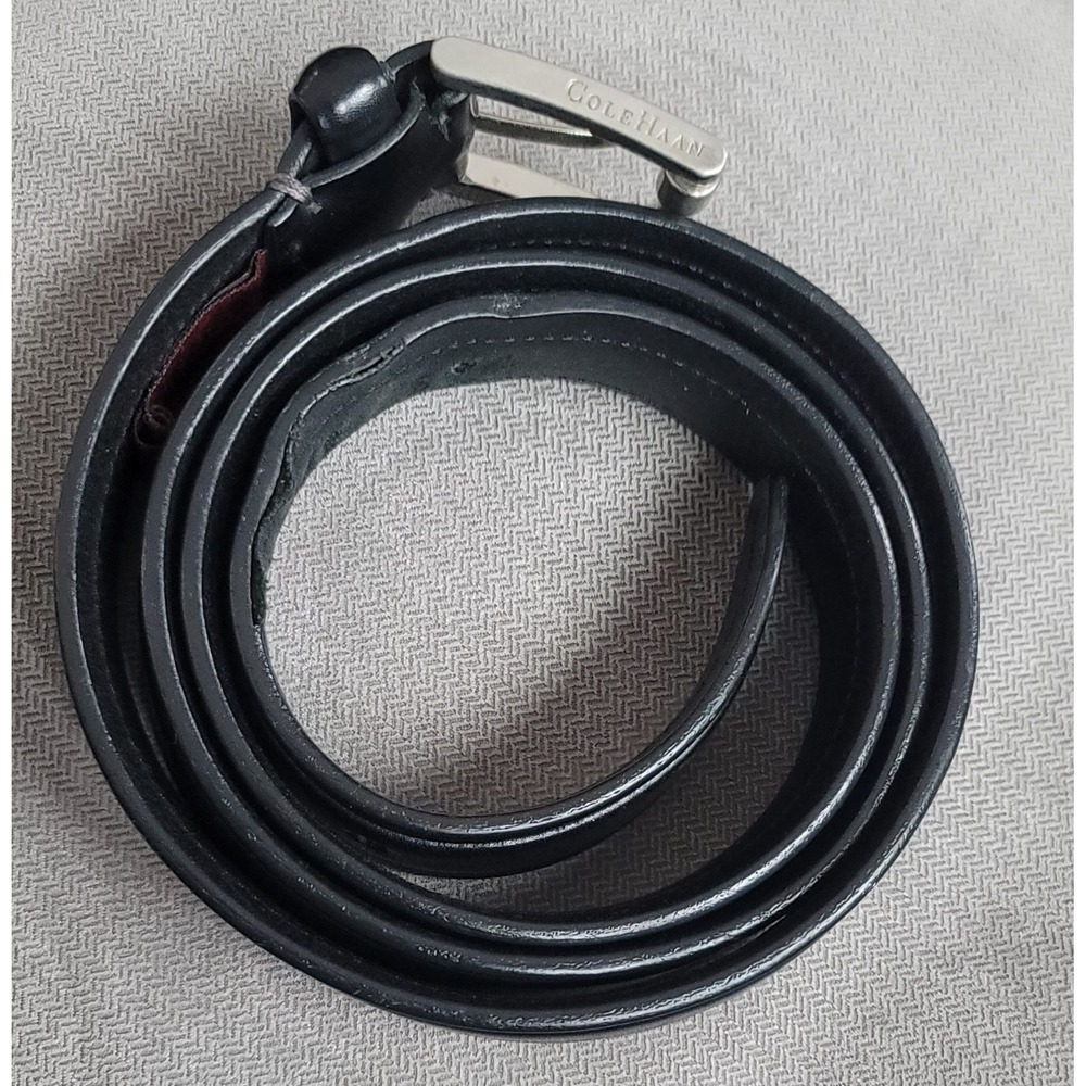 Cole Haan Men's Black Leather Belt Size 44‎ A08595